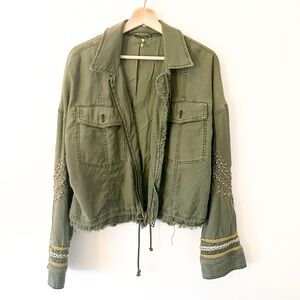 ⭐️ Free People Olive Utility Jacket with Embroidery